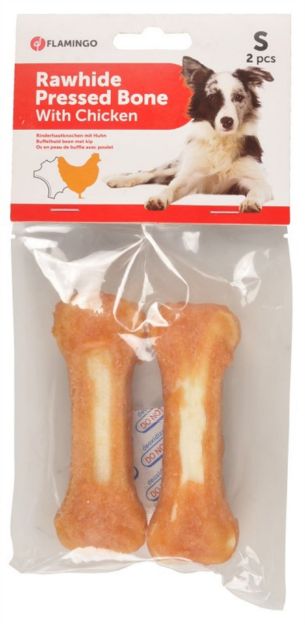 Picture of Flamingo Tavuk Eti Kaplı Kemik Köpek Ödülü 2 li 10 cm