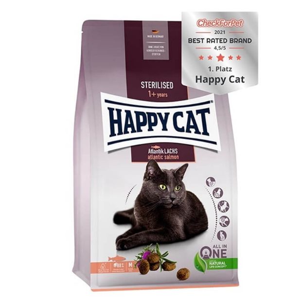 Picture of Happy Cat Sterilised Atlantic Lachs Somonlu Kısırlaştırılmış Kedi Maması 4k