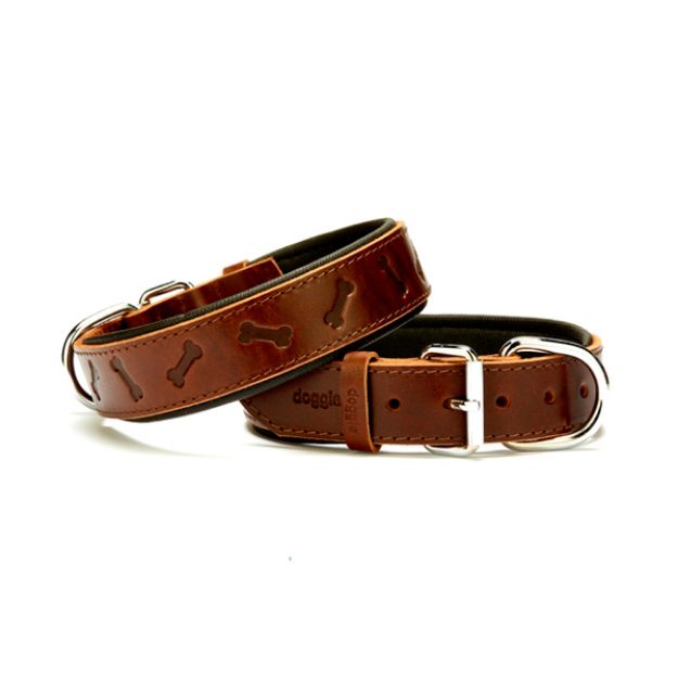 Picture of Konfor Deri Kemik Desenli Boyun Tasması Kahve 4x57-65cm Sbt4035lbrown