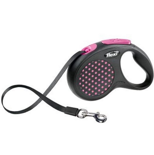 Picture of Flexi Design Otomatik Kedi Köpek Uzatma Tasma Şerit 5 Metre Small Pembe