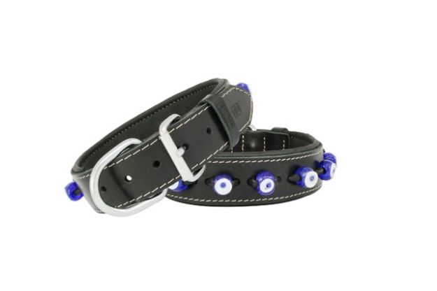 Picture of Doggie Comfort Nazar Boncuklu Deri Boyun Tasması 4,0x75 cm  SBT-4023L