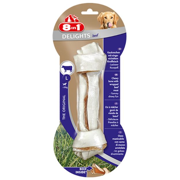 Picture of 8in1 Delights L Biftekli Tekli Burgu Köpek Çiğneme Kemik