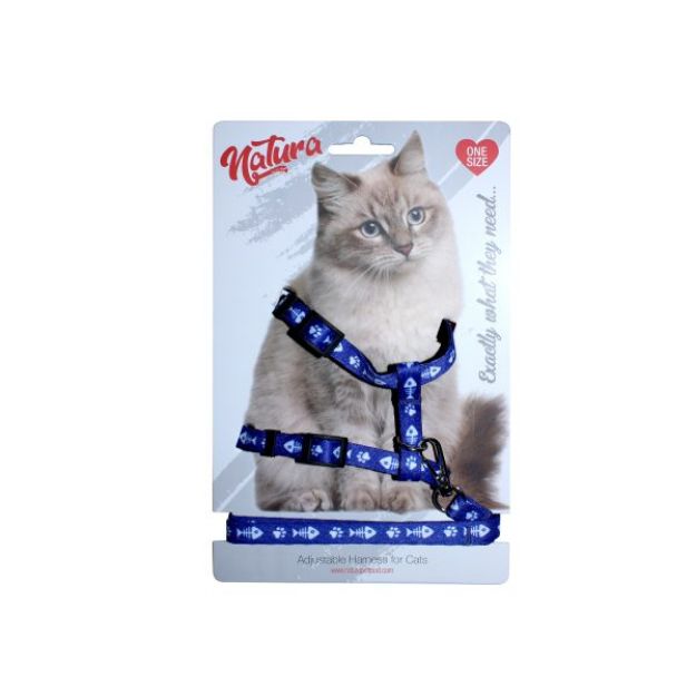 Picture of Natura Yetişkin Kedi Bel Tasması - Kılçık Ve Pati Mavi 