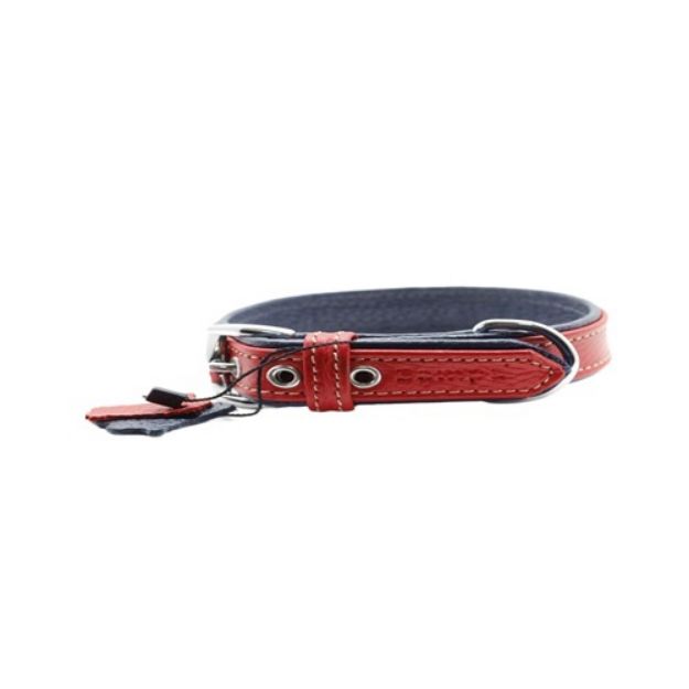Picture of Zampa Yumuşak Dokulu Gerçek Deri Flatiron Köpek Boyun Tasması 2x42 cm, Kırm