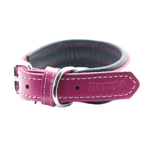 Picture of Zampa Yumuşak Dokulu Gerçek Deri Soho Köpek Boyun Tasması 3x54 cm Pembe