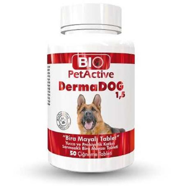 Picture of Pet Active DermaDog Sarımsak  Katkılı Maya Çiğneme Tableti 50 Adet 75gr