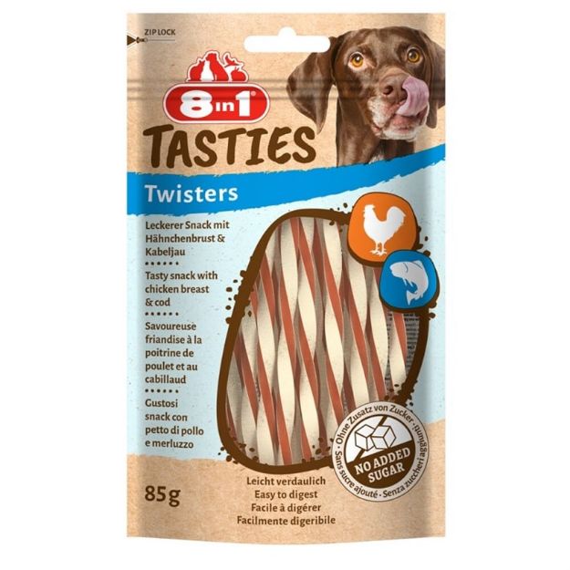 Picture of 8in1 Tasties Twisters Tavuklu Balıklı Burgu Köpek Ödülü 85 Gr