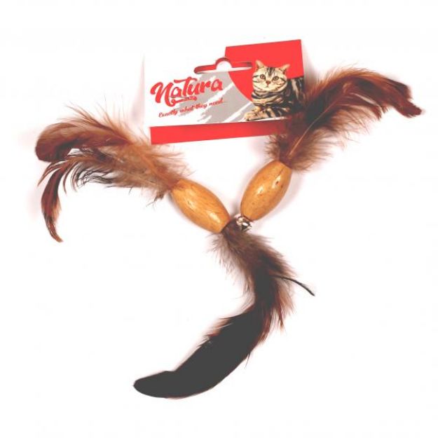 Picture of Natura Tüylü Ahşap Oval 15 cm İkili Kedi Oyuncak