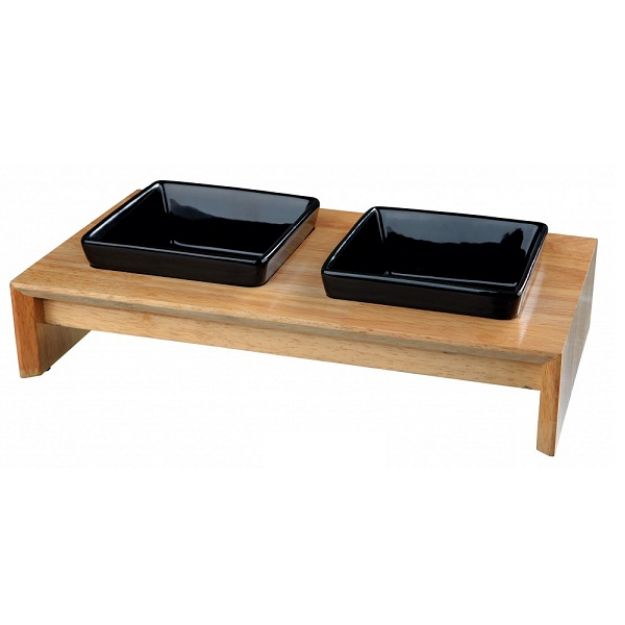 Picture of Trixie Ahşap Platformlu Seramik Köpek Mama ve Su Kabı Seti 0,4 lt x 2