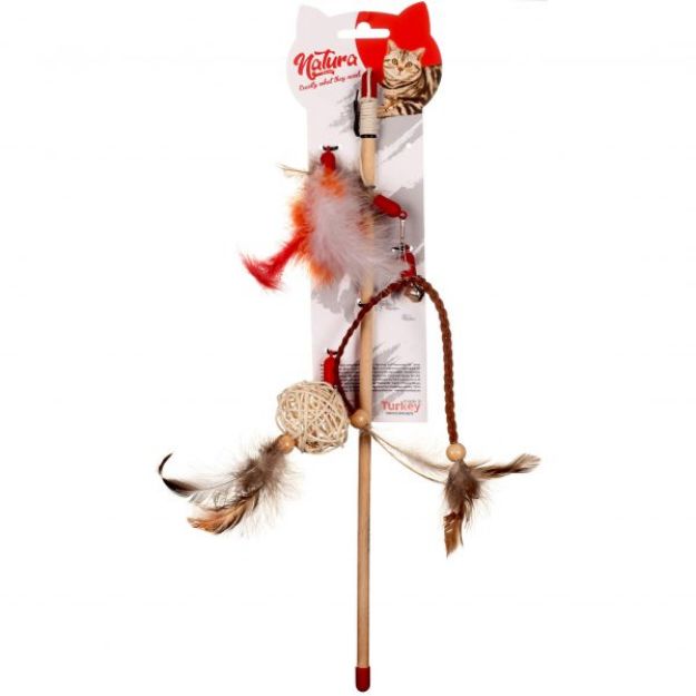 Picture of Natura Üç Farklı Uçlu Doğal Kedi Olta Oyuncak 40 cm