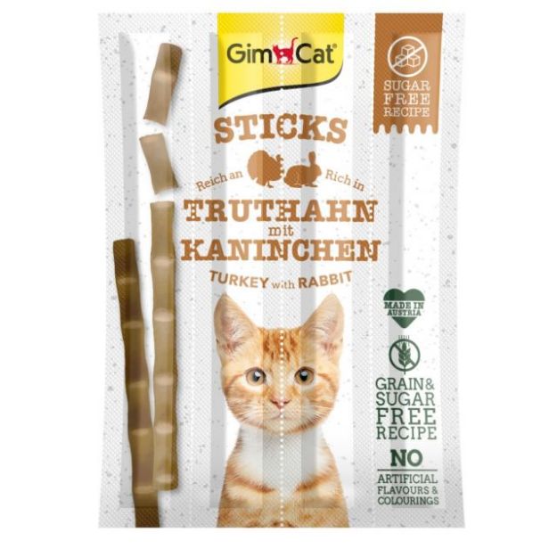 Picture of GimCat Sticks Hindi & Tavşan Etli Tahılsız Kedi Ödül Çubukları 4'lü 20gr