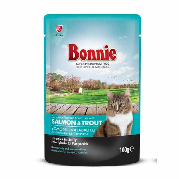 Picture of Bonnie Somonlu Alabalıklı Pouch Jelly Kedi Konserve 100 Gr