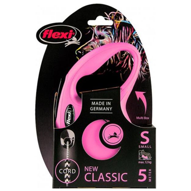 Picture of Flexi New Classic İpli Small Otomatik Gezdirme 5 Mtr Pembe