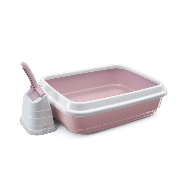 Picture of Imac Duo Açık Kedi Tuvalet Kabı ve Kürek Pembe/ Beyaz