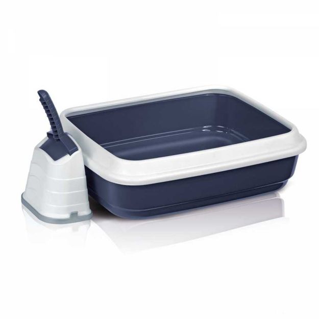 Picture of Imac Duo Açık Kedi Tuvalet Kabı ve Kürek Mavi / BEYAZ 