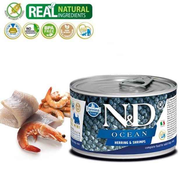 Picture of N&D Köpek Konserve Ringa Balığı & Karides Mini  140 Gr