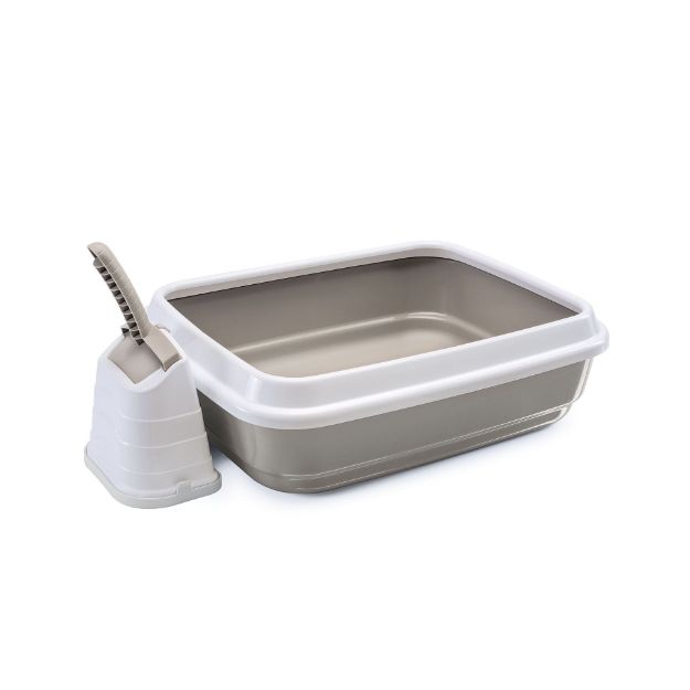 Picture of Imac Duo Açık Kedi Tuvalet Kabı ve Kürek Gri/ Beyaz