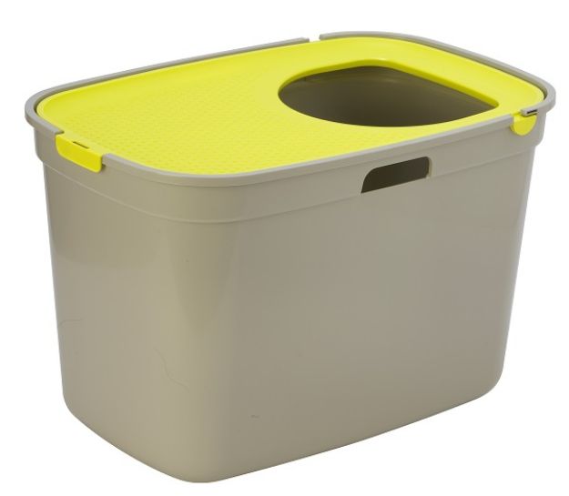 Picture of Moderna Top Cat Üstten Girişli Kapalı Kedi Tuvaleti 59 cm Gri/Sarı