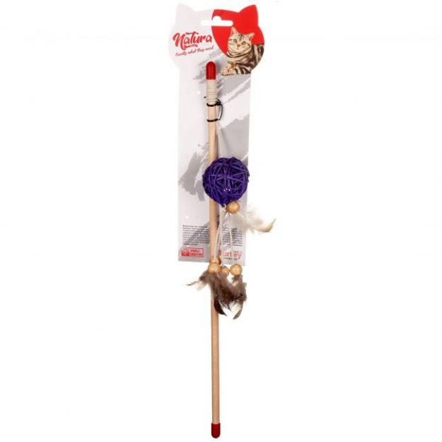 Picture of Natura Uzun Tüylü Bambu Top Kedi Olta Oyuncak 40 cm
