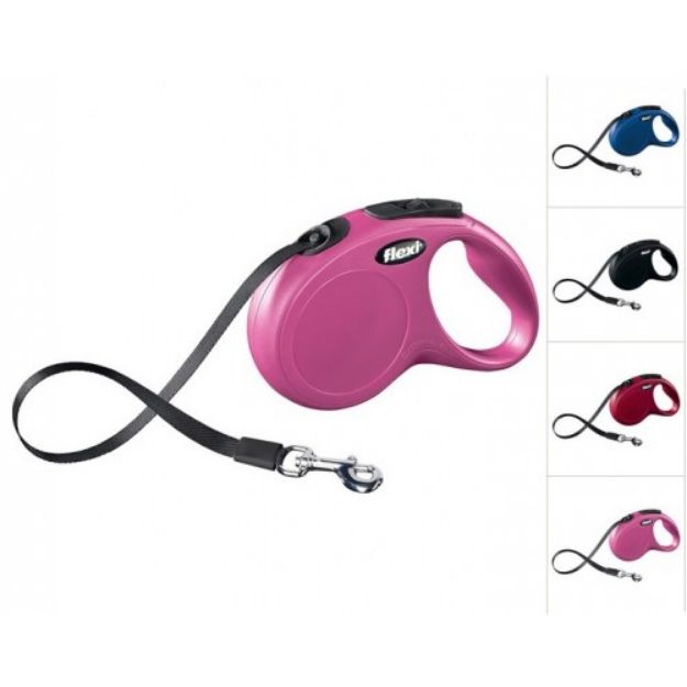 Picture of Flexi New Classic Kordon Medium Otomatik Gezdirme 5 Mtr Pembe