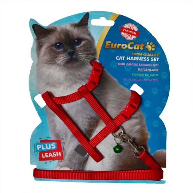 Picture of Eurocat Kedi Göğüs Tasması Düz Kırmızı