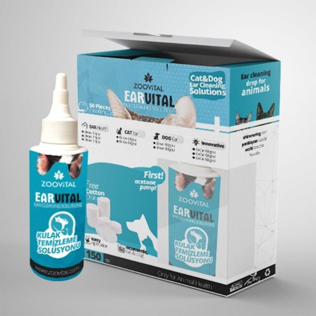 Picture of Zoovital Earvital Kedi Köpek Kulak Temizleme Losyonu 150 Ml + Pamuk Disk